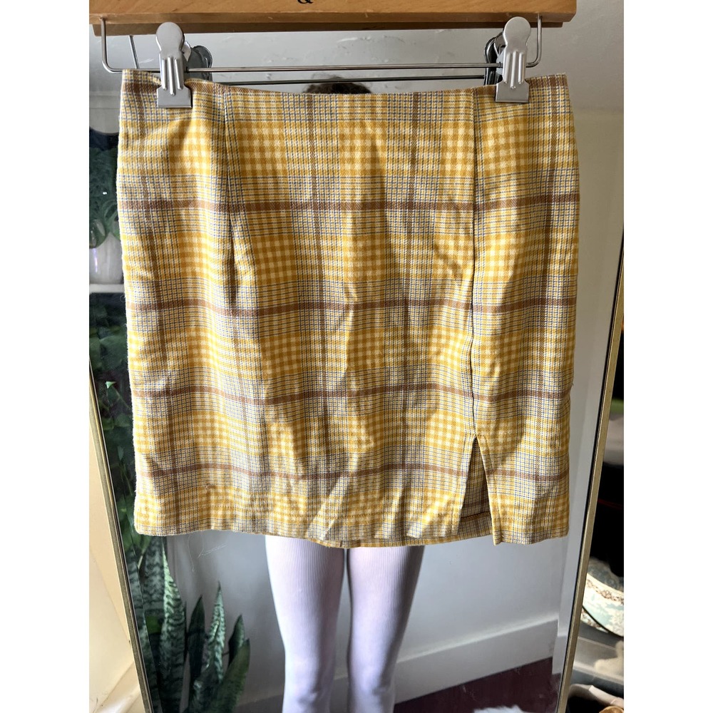 00 wild fable yellow plaid mini skirt